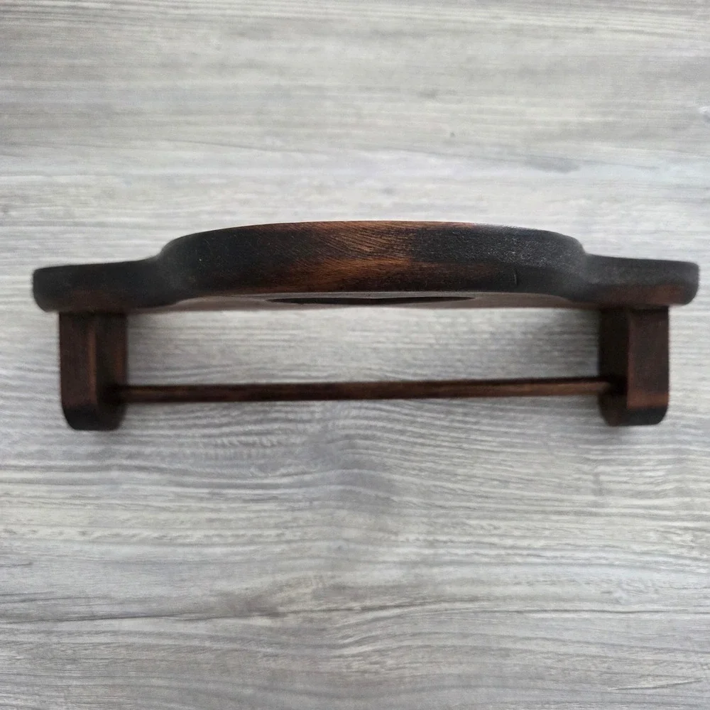 Vintage Wooden Heart Towel Rack Brown Rustic Country Cottage Core Wall Mount